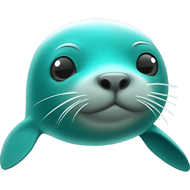 teal-coloured seal with rays of light coming out from behind emoji