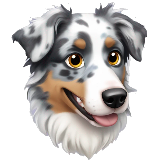 Blue Merle Mini Australian Shepherd with eyes of different color  emoji