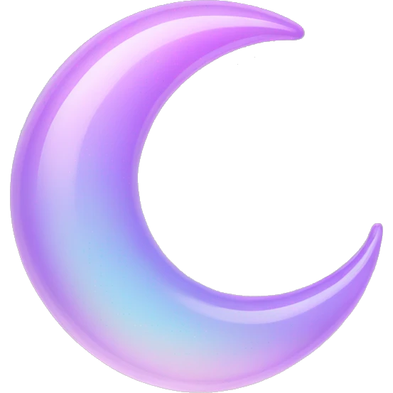 Glossy Pastel lilac-gradient glass crescent emoji