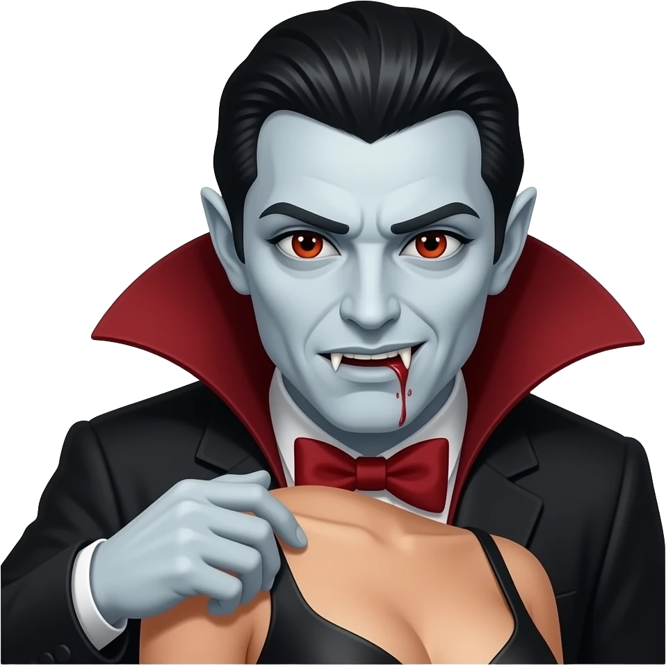 A vampire biting a woman’s shoulder emoji