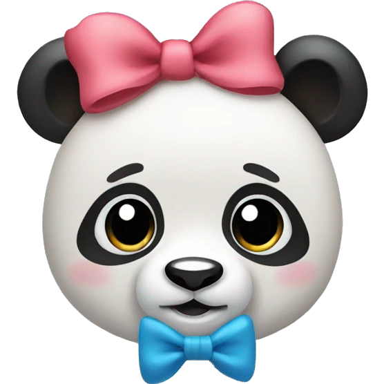 Panda teddy bear with bow on ear emoji