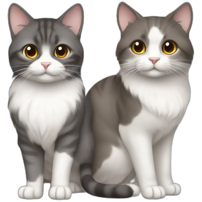 2 cats, one Chinchilla full brown long hair and one gray short hair emoji