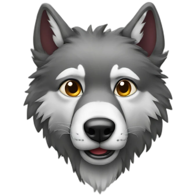 Funky Wolf with a mustache emoji