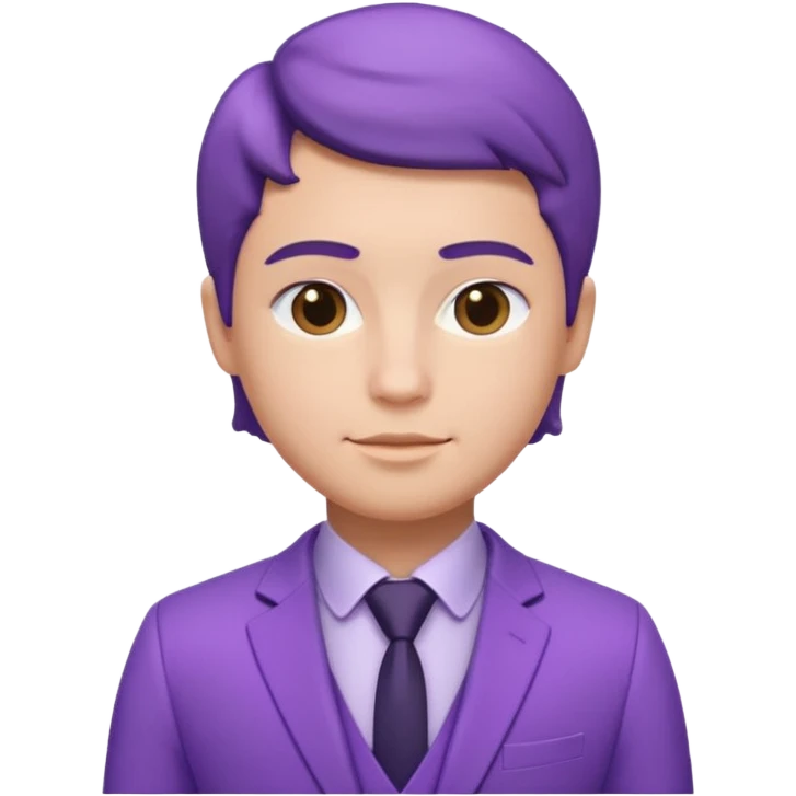 lavender-purple Suit, smooth rounded neckline, simple design, glossy surface, plain background, Memoji-style. emoji