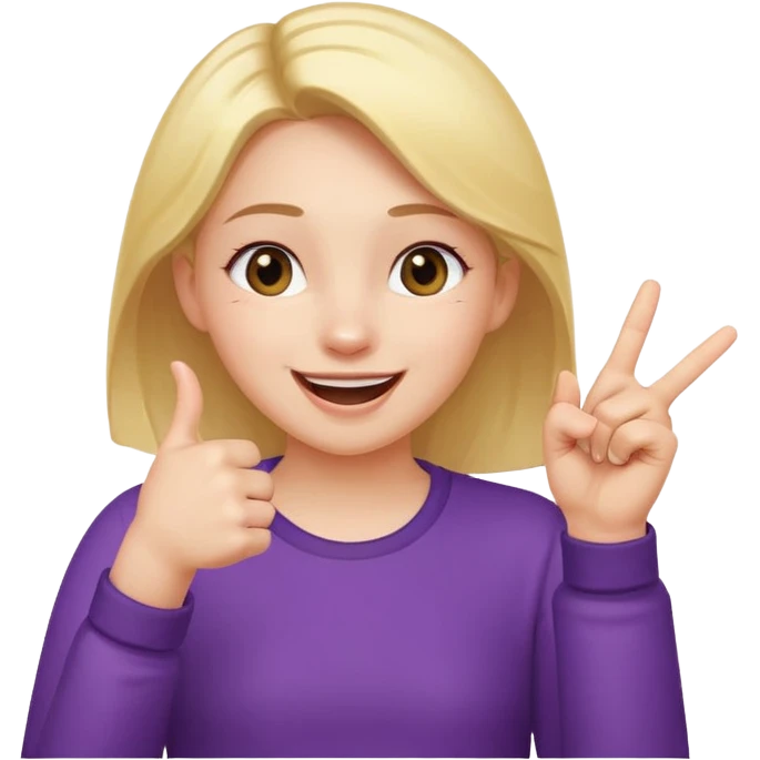 girl with her hand up holding her thumb and index finger close together tip to tip giggling emoji