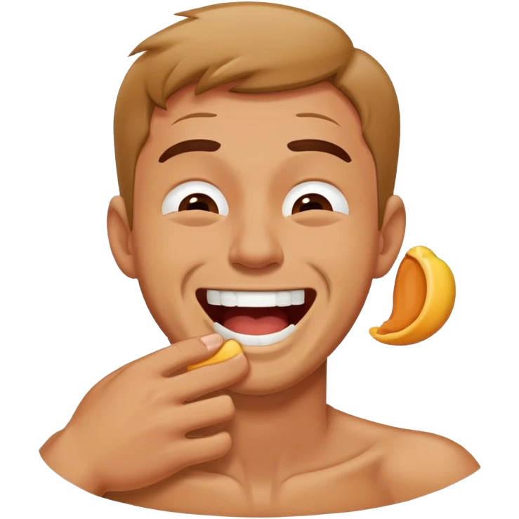 Man choking himself while laughing emoji