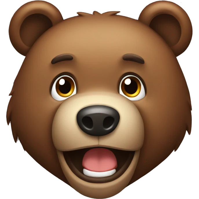 Brown bear with a derpy face emoji