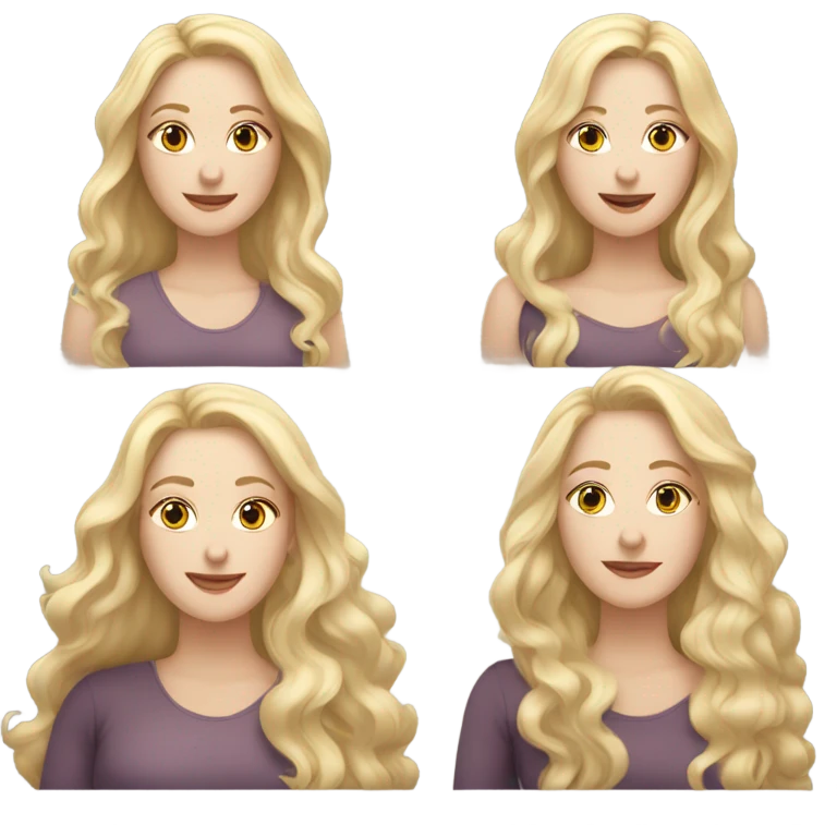 Woman, white skin, pale skin, long hair, blonde hair, wavy hair, losing weight emoji