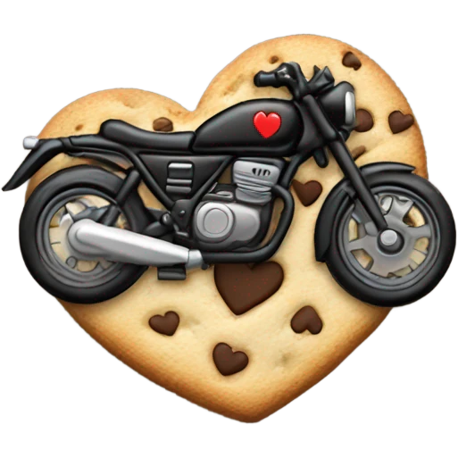 cookie heart with black motorbike  emoji