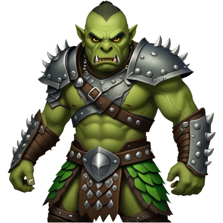 Cinematic Realistic WoW Orc Warrior Portrait, captured in a dynamic, battle-ready stance, muscles bulging beneath intricately detailed tribal armor accented with dark leather and iron. His fierce, determined eyes and battle-scarred green skin are rendered with dramatic natural lighting and high shine, exuding raw, relentless fury in a fierce combat pose. emoji
