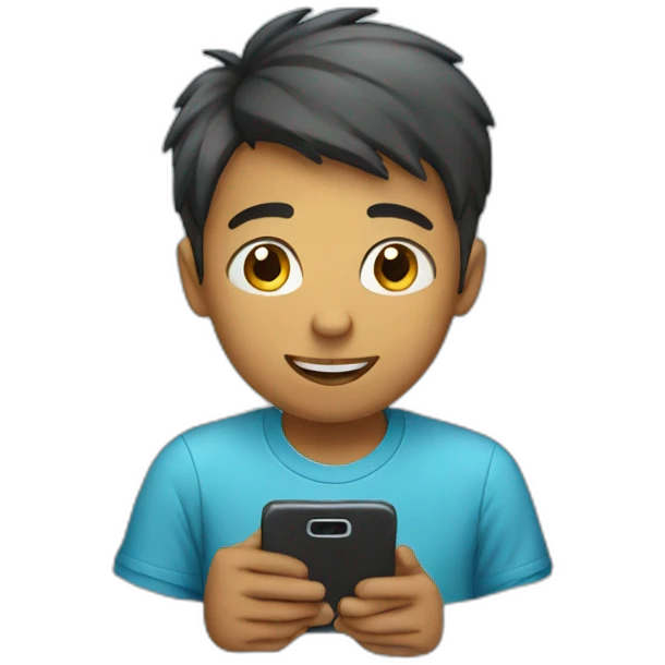 Boy using phone emoji