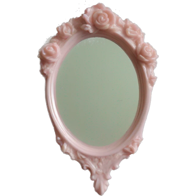 vintage rococo light pink dainty floral hand mirror emoji