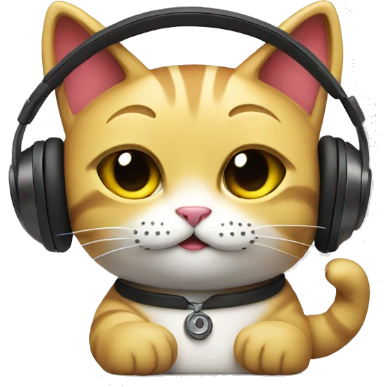 Lucky cat with headphones emoji