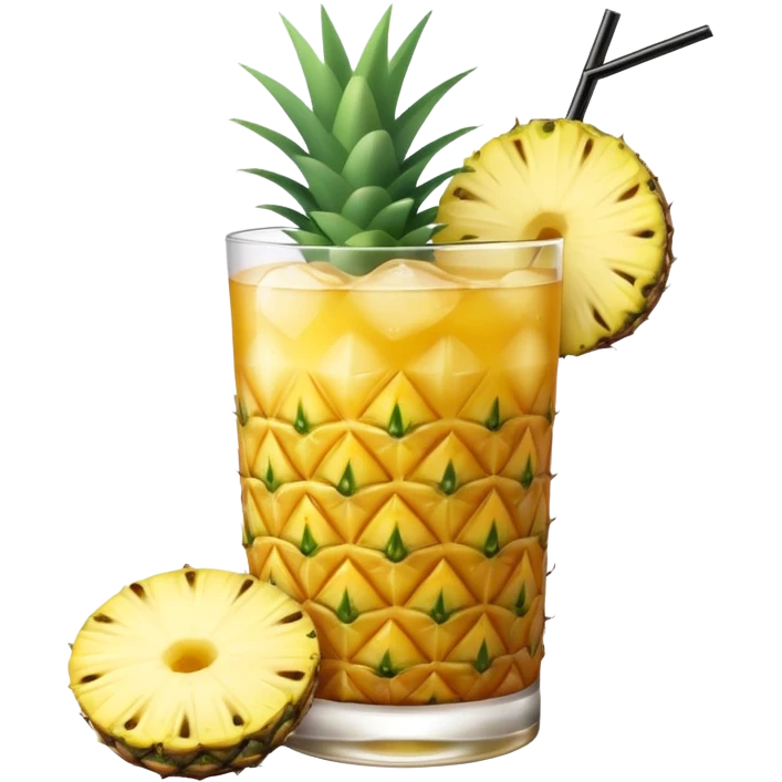 yellow pineapple refresher cocktail with only one slice of pinapple emoji