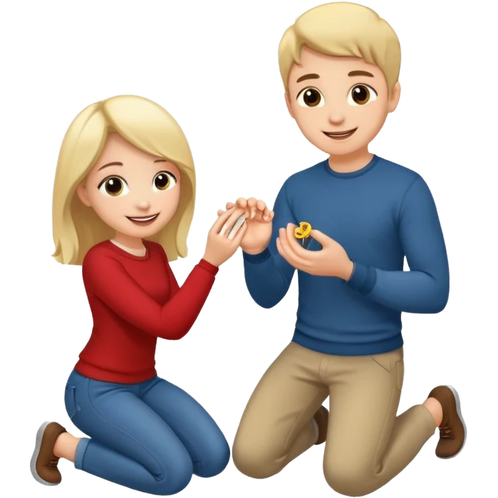 🧎‍♂️‍➡️💍💃 a boy parposing a girl boy on his knee and boy give him ring  emoji