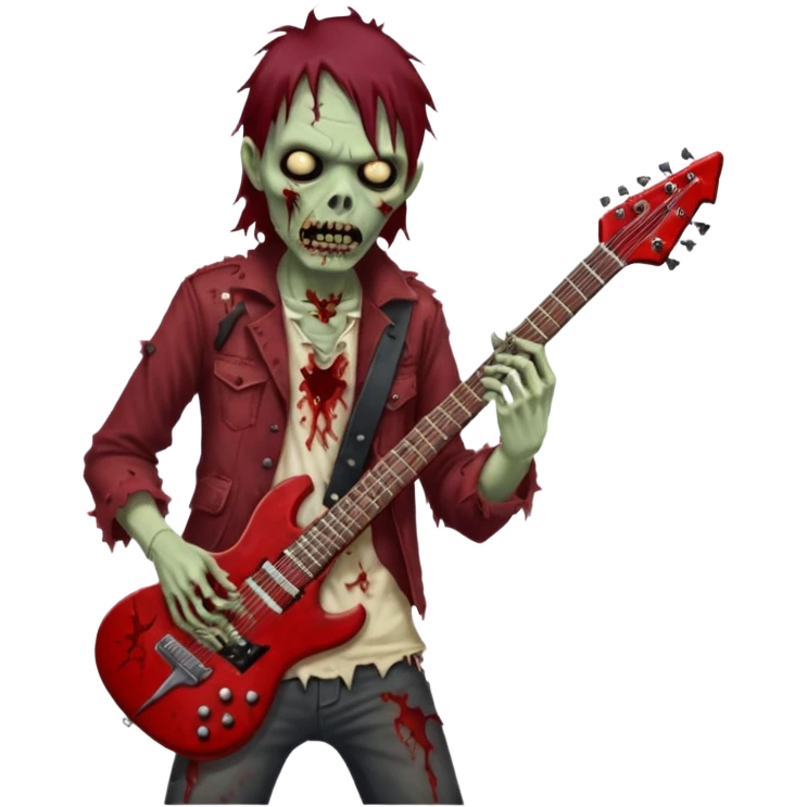 Zombie playing a heavy metal guitar emoji