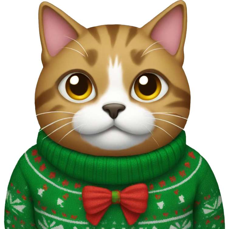 Cat wearing a Christmas sweater emoji