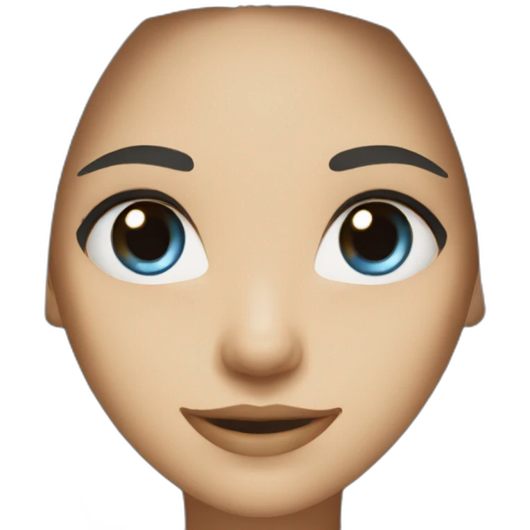 female with long dark hair smiling with blue eyes emoji