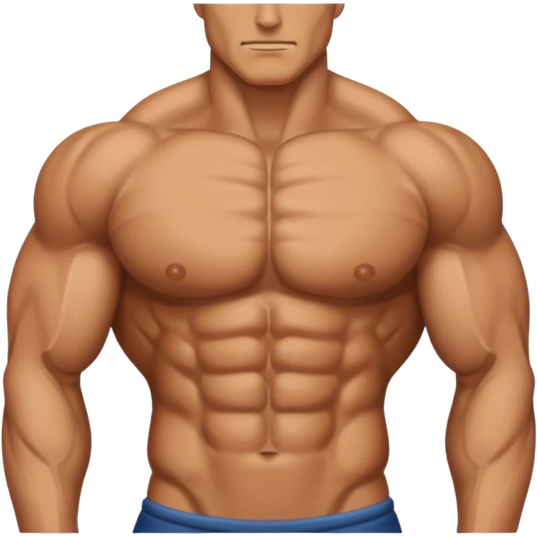 Create a buffed and defined chest view. Make chest closer in emoji. Like this one, but without emojis in his body. Also, make chest part closer emoji