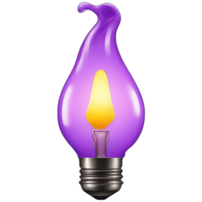 Oil lamp into a purple bulb emoji