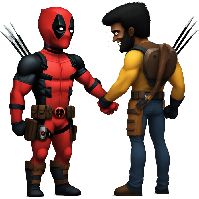 Deadpool and Wolverine holding hands emoji