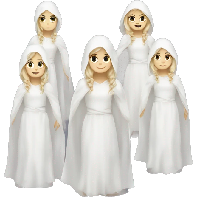 Six white Caucasian girls in ghost costumes Caucasian white  emoji