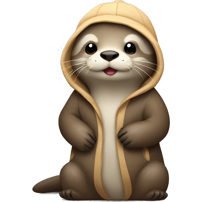 Otter with pijama and pijama hat tucked in and ready to sleep emoji
