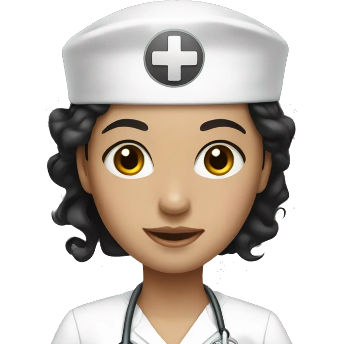 nurse white skin girl black hair emoji