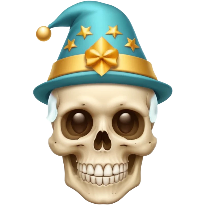 Skull with a celebration hat and happy emoji