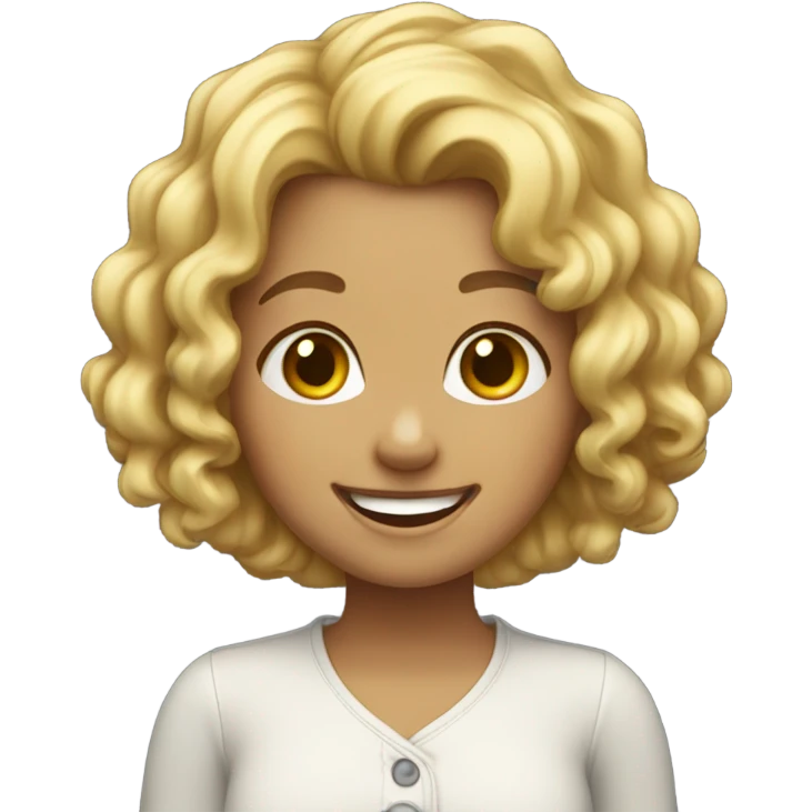 Blonde girl with a little curly hair smiling emoji