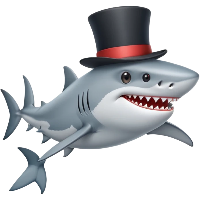 Shark with a top hat emoji