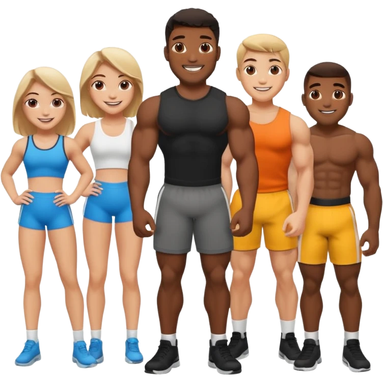 Hunky black men with one white girl in the middle emoji