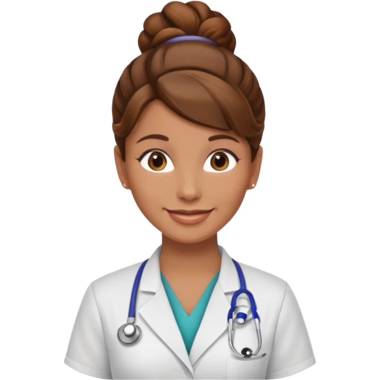 healthcare instructor standing up brown hair updo emoji