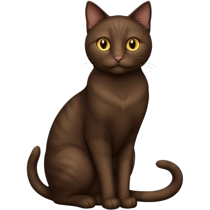 Dark-Brown old antique elegant beautiful pretty realistic sitting cat with golden eyes  (full body) emoji