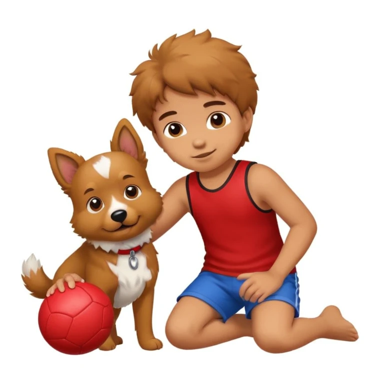 kid and dog playing with ball emoji