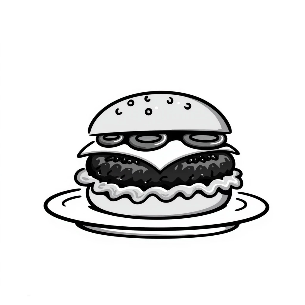 veggie burger, hand drawn doodle style emoji