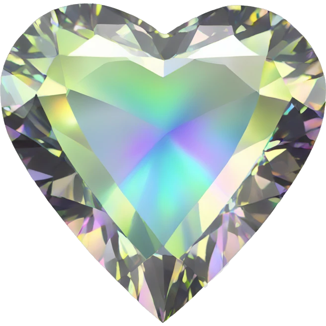 Heart shaped 56-carat iridescent diamond emoji