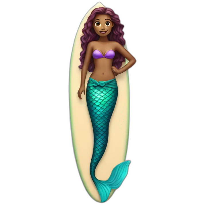 a mermaid on a surfboard emoji