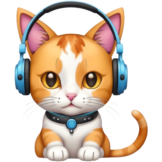 a cat with headphons set emoji