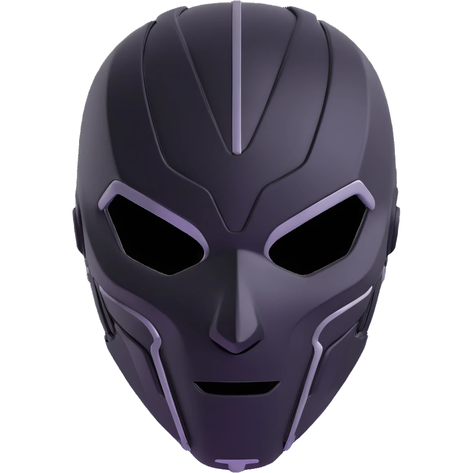 sleek black cybernetic AI mask emoji