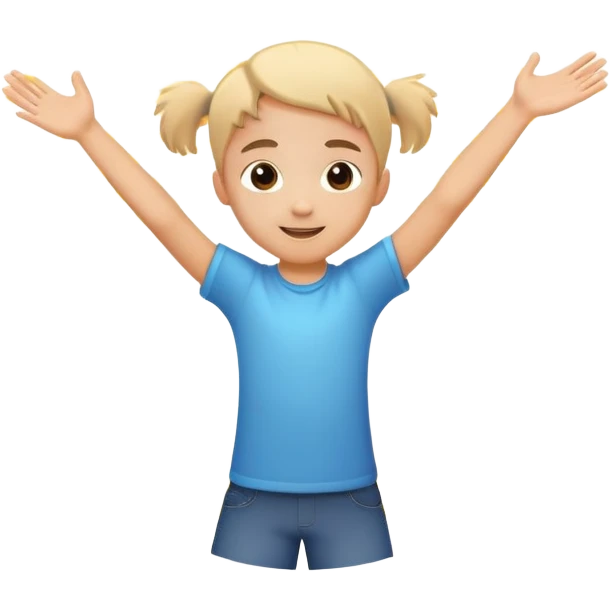 child spinning around with arms outstretched, motion lines to show spinning action, cheerful and playful emoji
