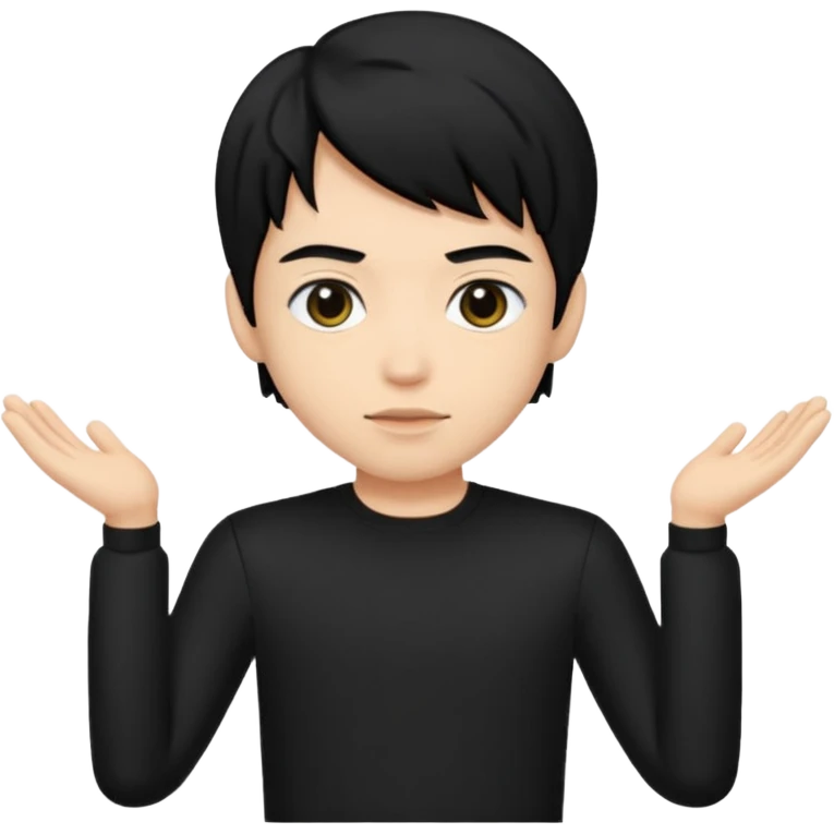 Neo from The Matrix with light skin, black hair, black outfit emoji