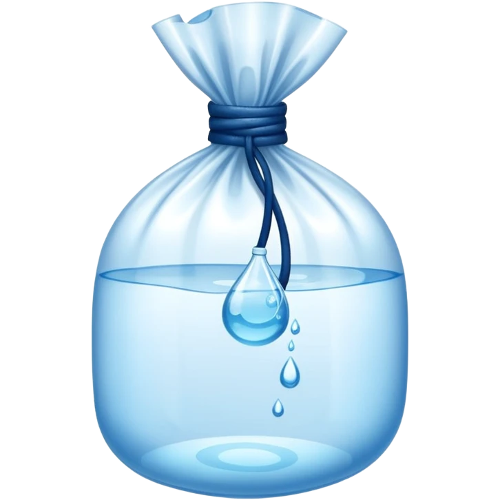 transparent bag of water, tied with a knot, some air bubbles visible emoji