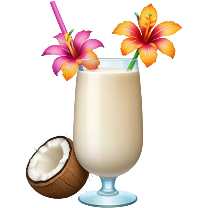 conut drink with flowers emoji