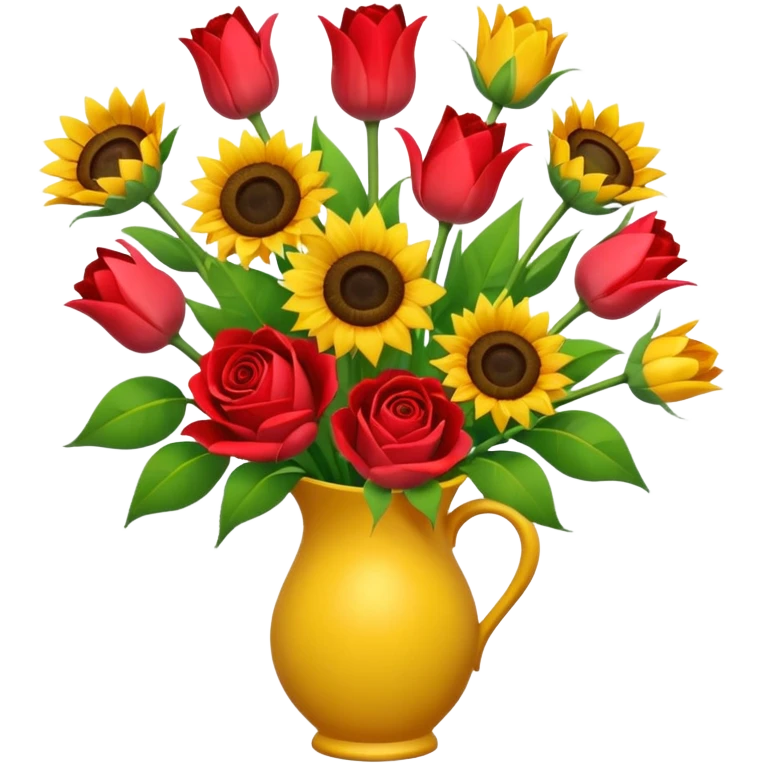 A mix bouquet of roses, Sunflowers and Tulips emoji