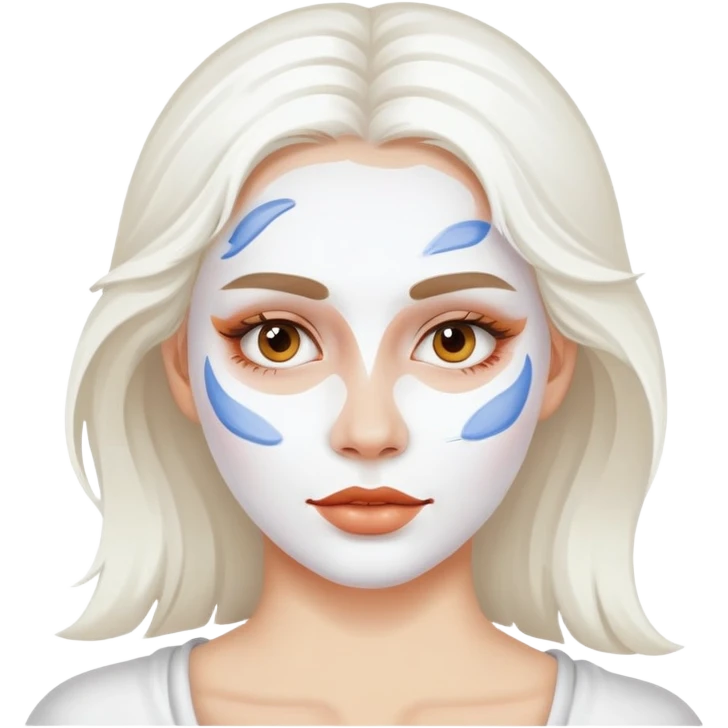 Woman painting own face with white paint emoji