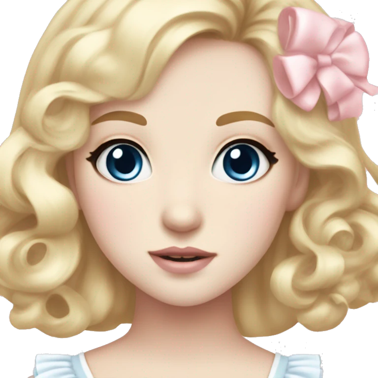 sweet lolita blond hair blue eyes white skin light pink dress emoji