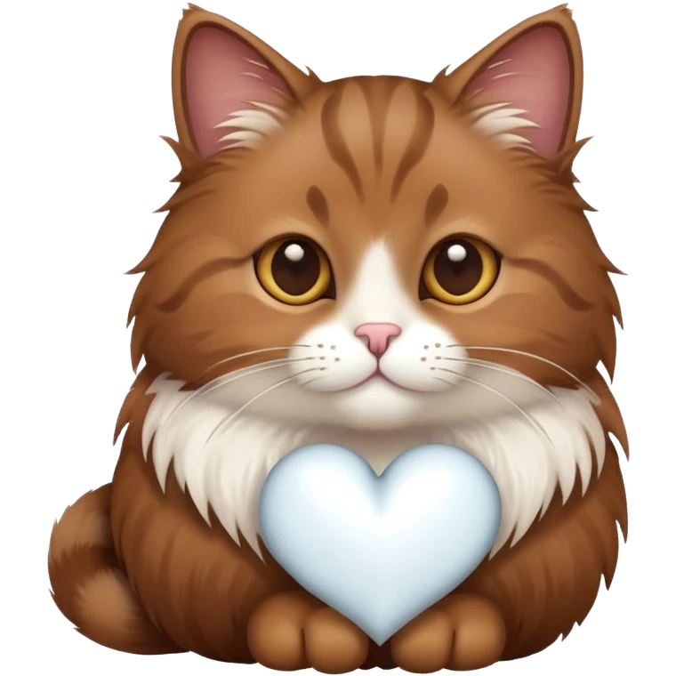 Brown cat with a white heart emoji