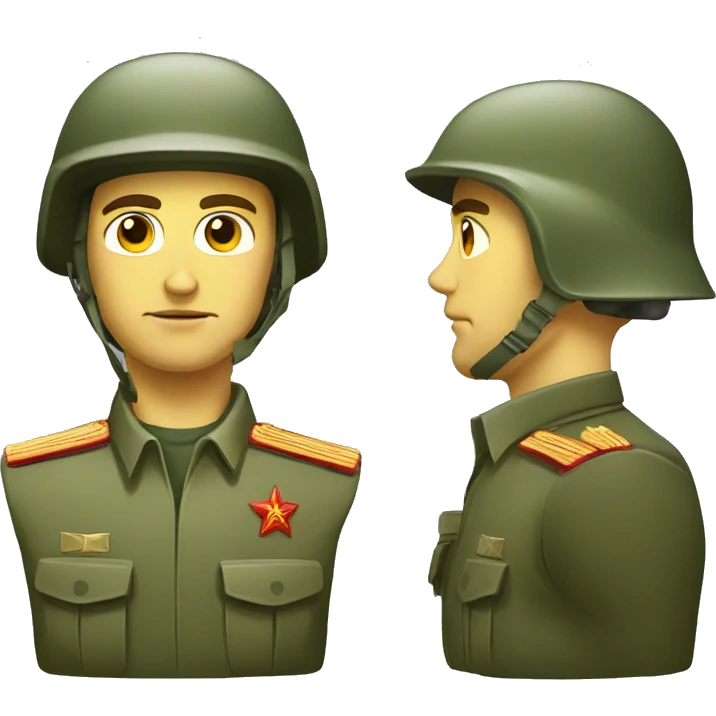 ussr soldier serious with military helmet emoji