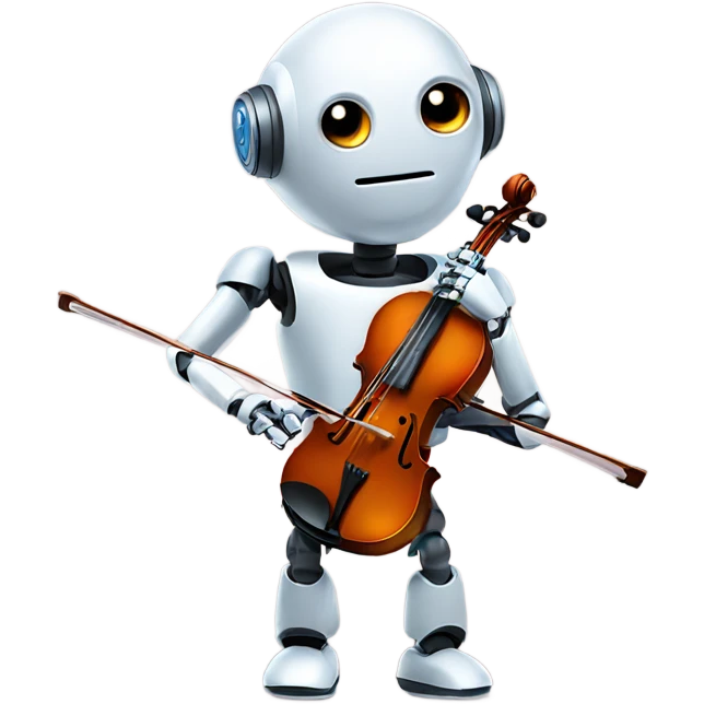 cute robot holds a violin emoji